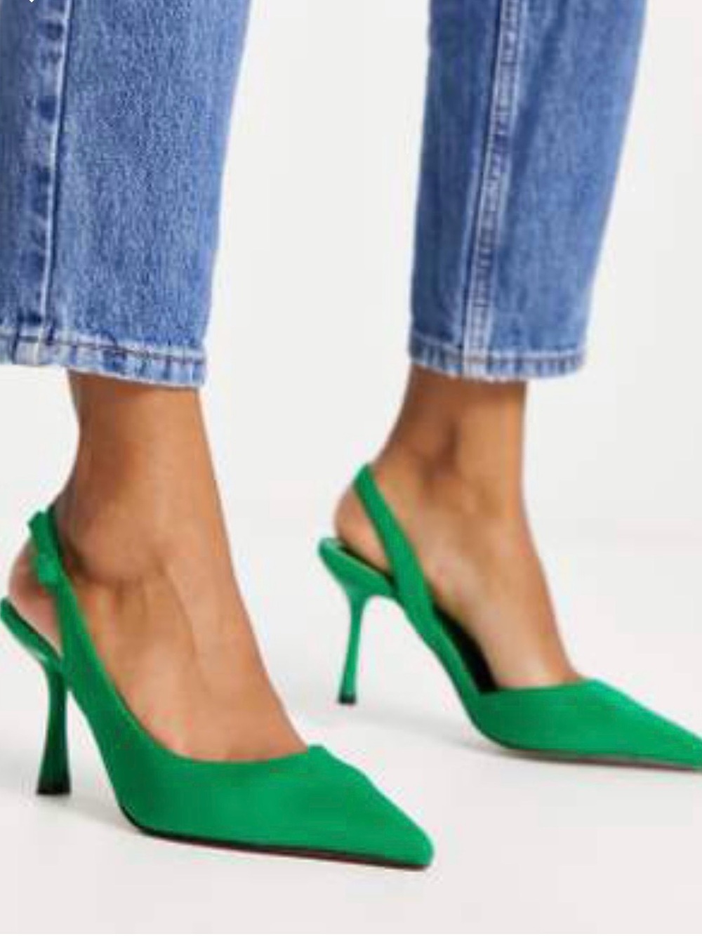 Green Pointed Slingback Heels - Women's Dress Pumps
